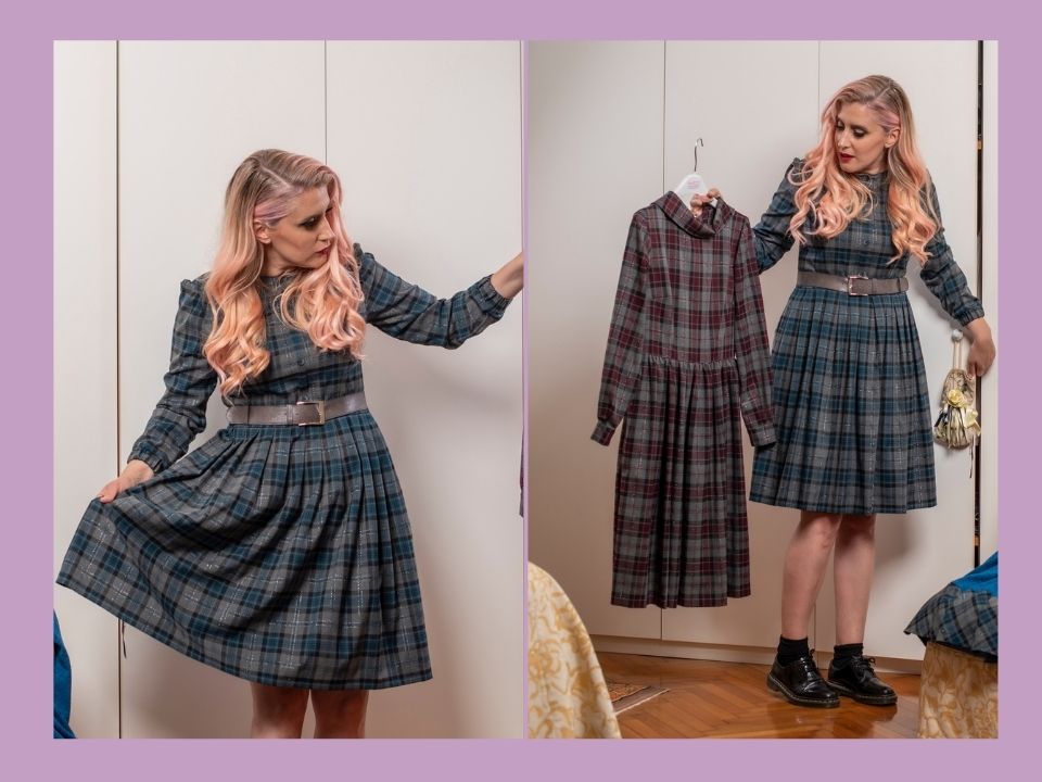Abito Tartan a girocollo Taglia 44