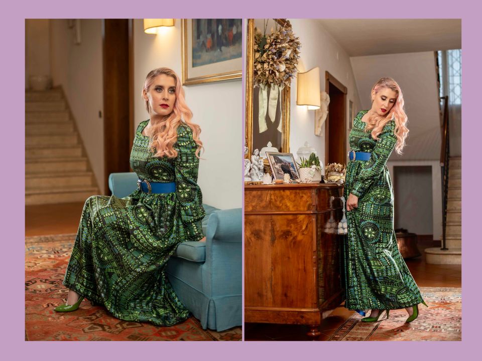 Long silk dress Size 46