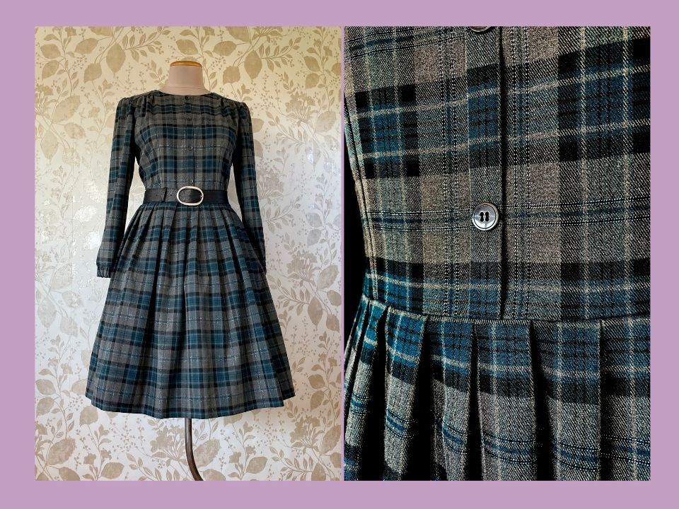 Tartan crew neck dress