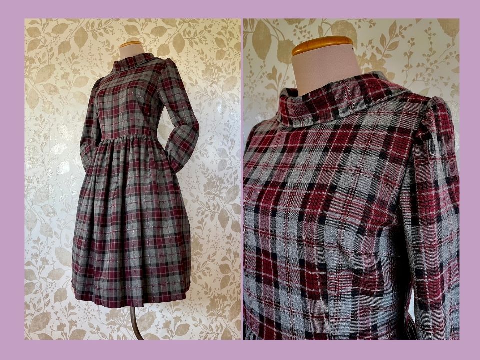 Abito Tartan con collo a ciambella Taglia 44