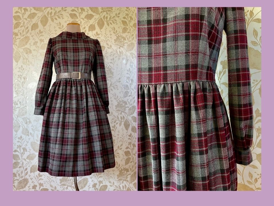 Abito Tartan con collo a ciambella Taglia 44