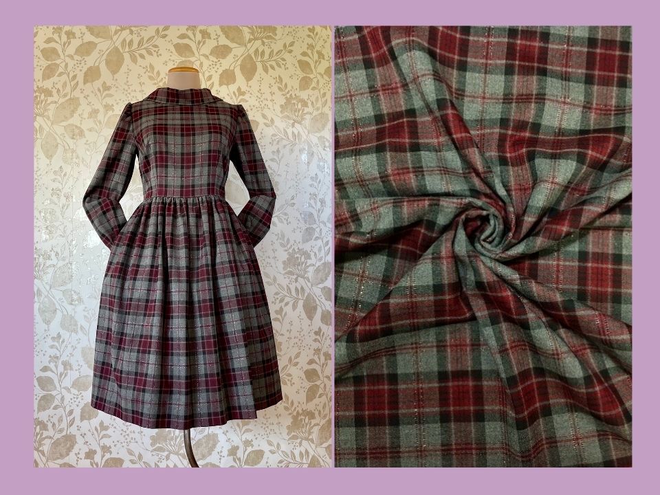 Abito Tartan con collo a ciambella Taglia 44