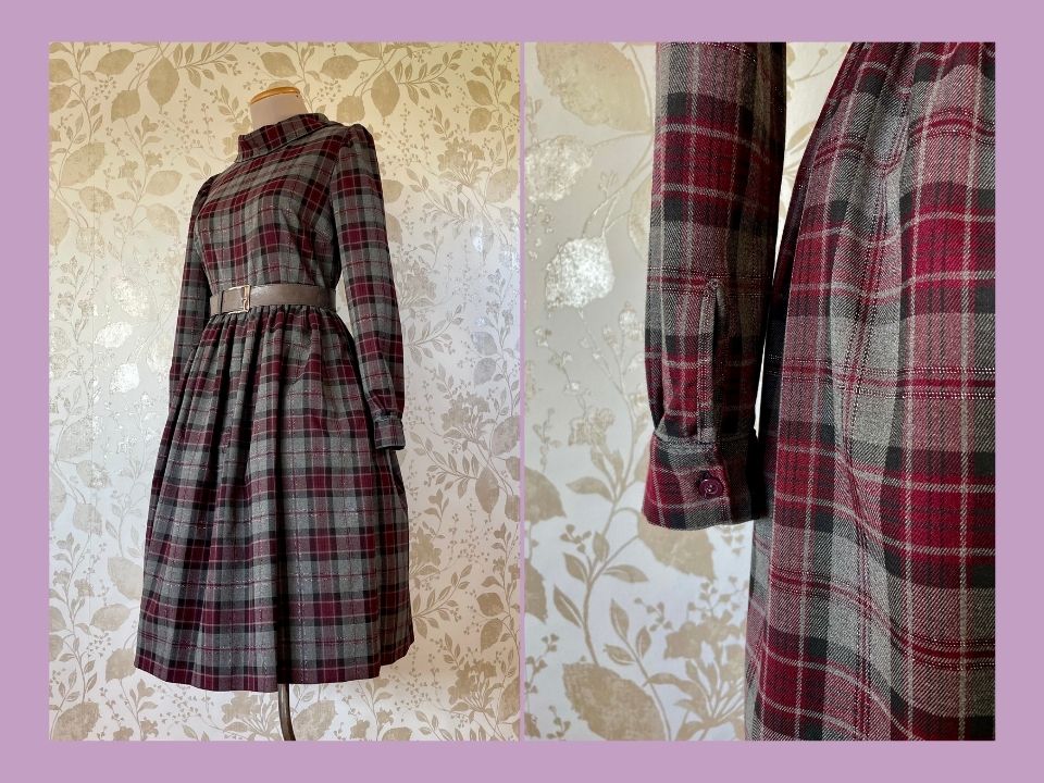 Tartan dress with donut neck Size 44