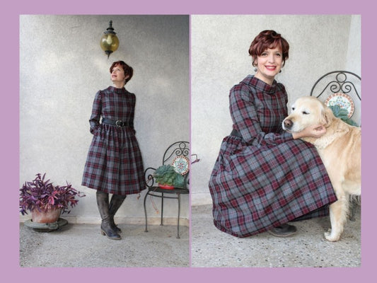 Abito Tartan con collo a ciambella Taglia 44