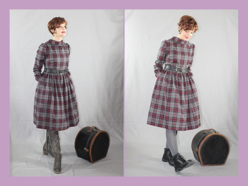 Tartan dress with donut neck Size 44