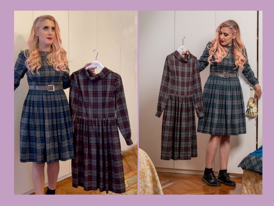 Tartan dress with donut neck Size 44