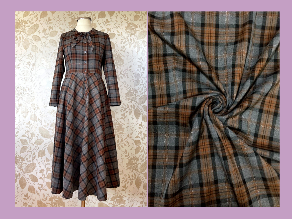 Long Tartan dress with bow at the neck