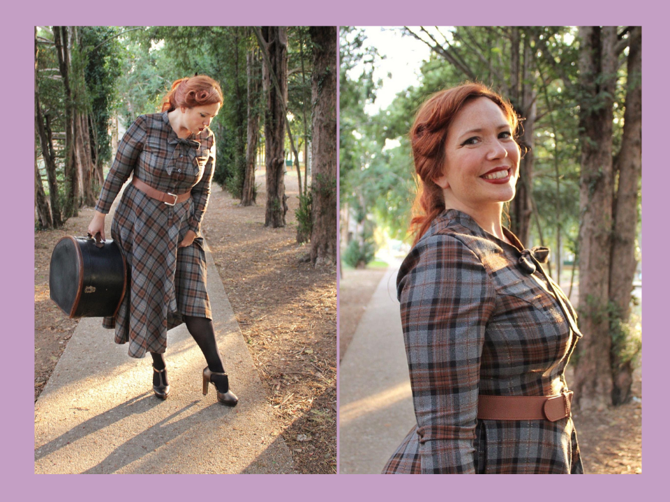 Long Tartan dress with bow at the neck